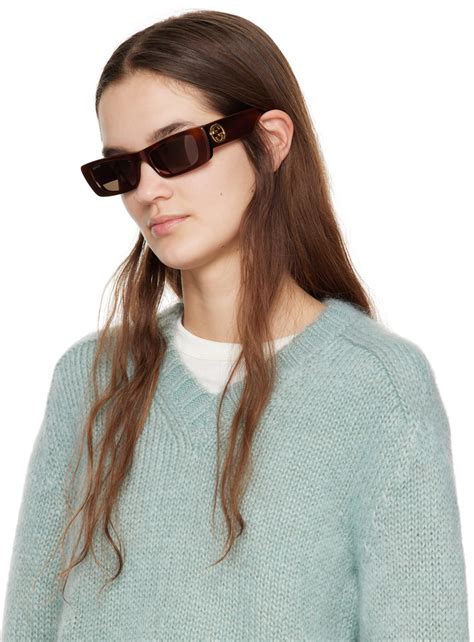 gucci tortoiseshell rectangular sunglasses|gucci 53mm square sunglasses.